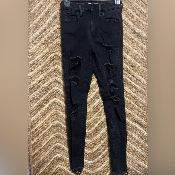 Levi's Women's Mile High Super Skinny Jeans,Black,Distressed,Ripped,Size 25 - Picture 1 of 9